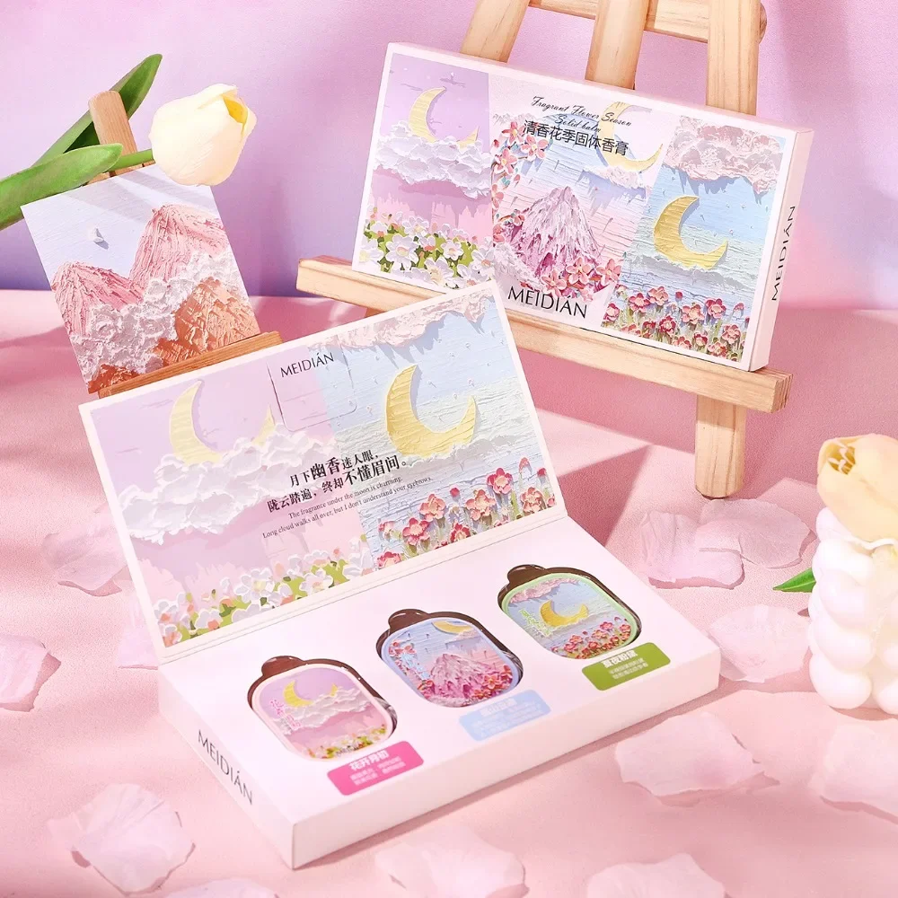 Perfume Zara Pink Flambe - โรแมนติกดอกไม้น้ําหอม Balm กล่องชุดแบบพกพาน้ําหอมกลิ่นหอมติดทนนานสําหรับผู้ชายผู้หญิงสีชมพู Amber 3/4 ชิ้น/กล่อง